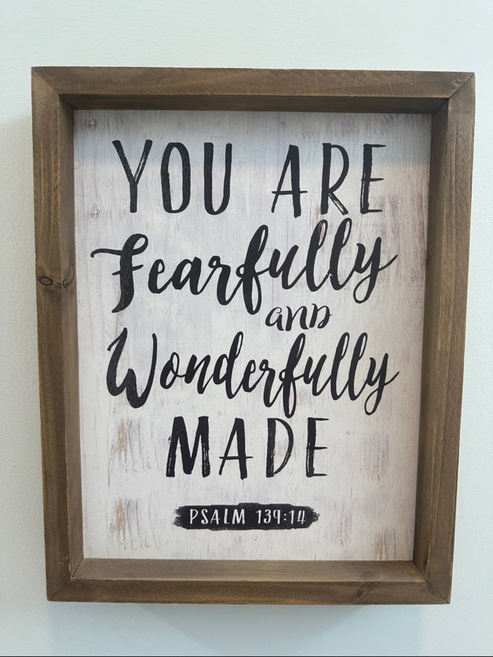 Rustic Brown Framed "You Are Fearfully and Wonderfully Made" Wall Sign